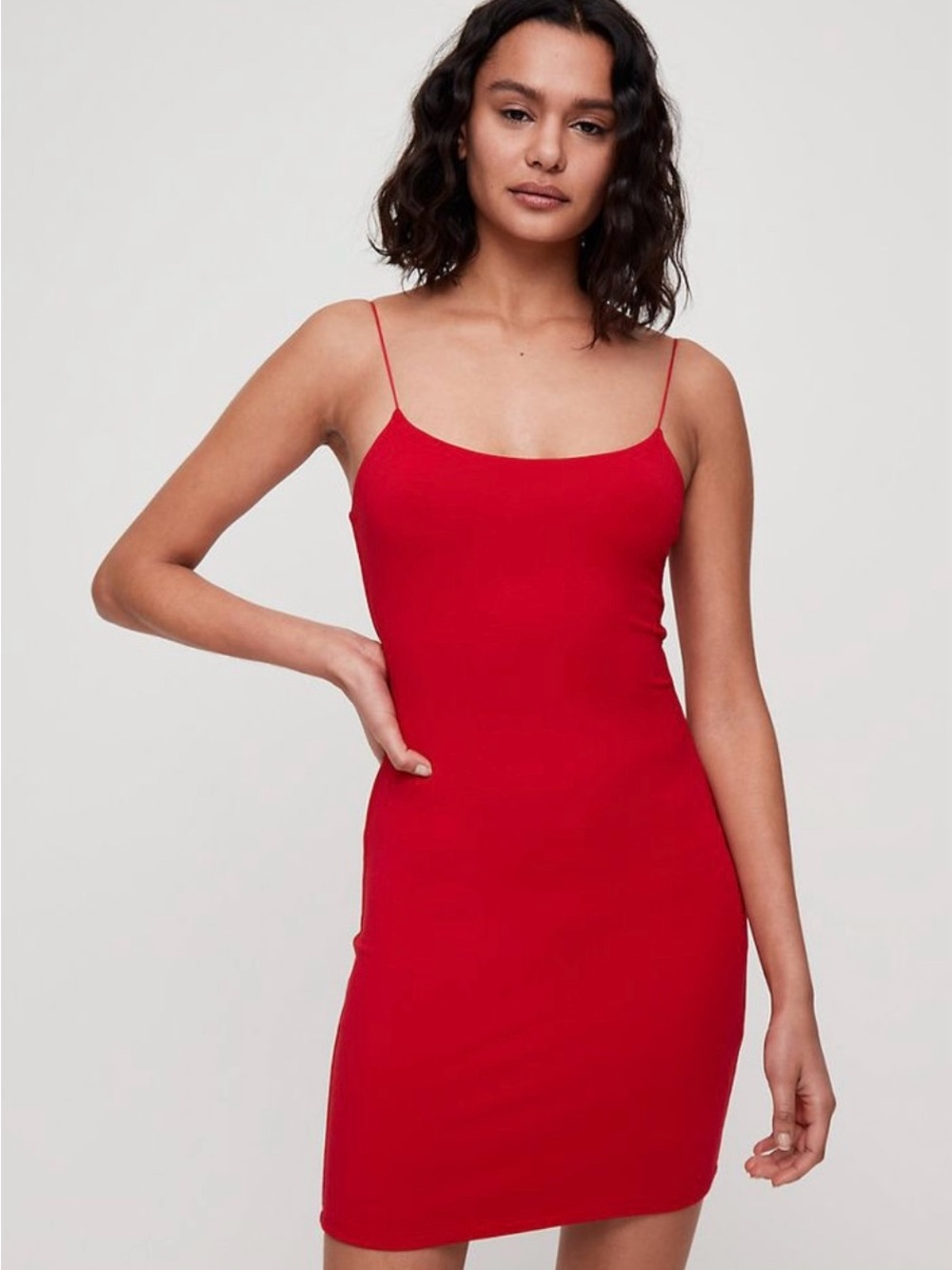 Wilfred Free Aritzia Tomato Red Strappy Trending Y2K Tiny Dress Mini Bodycon Fit